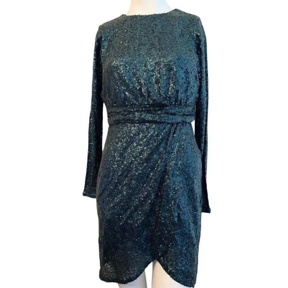 Donna Morgan Size 0 Green Sequin Mini Dress RTR